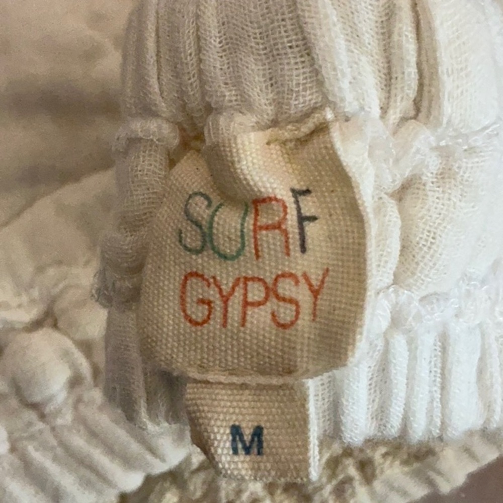 NWT Surf Gypsy top crop soft cotton embroidery tie at back  M adjustable straps - Picture 10 of 12